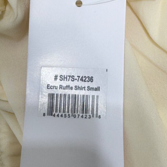 BUCKHEAD BETTIES Women's Top Ecru Ruffle Collar Sleeveless Tied Neck Size S - Picture 5 of 9